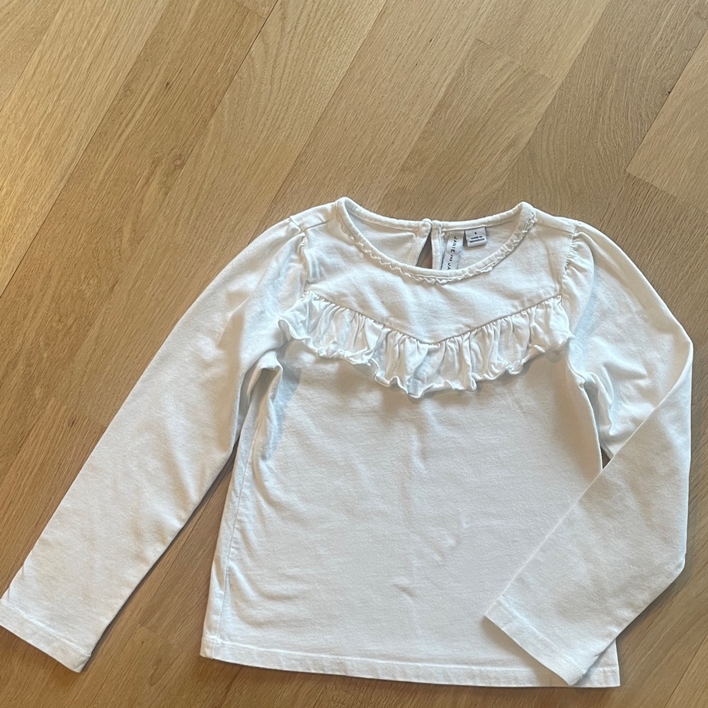 Janie and Jack White Long Sleeve Ruffle Top